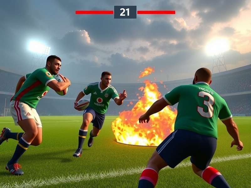Heroic Rugby Legends gameplay screenshot showing intense rugby action